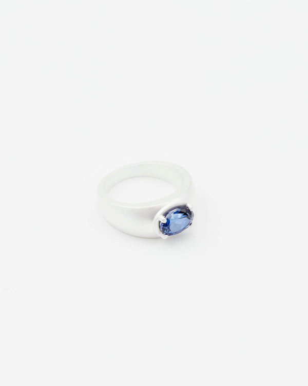 Dear Letterman K ( XS ) / Sapphire / 9ct White Gold Amer Sapphire Bold Ring