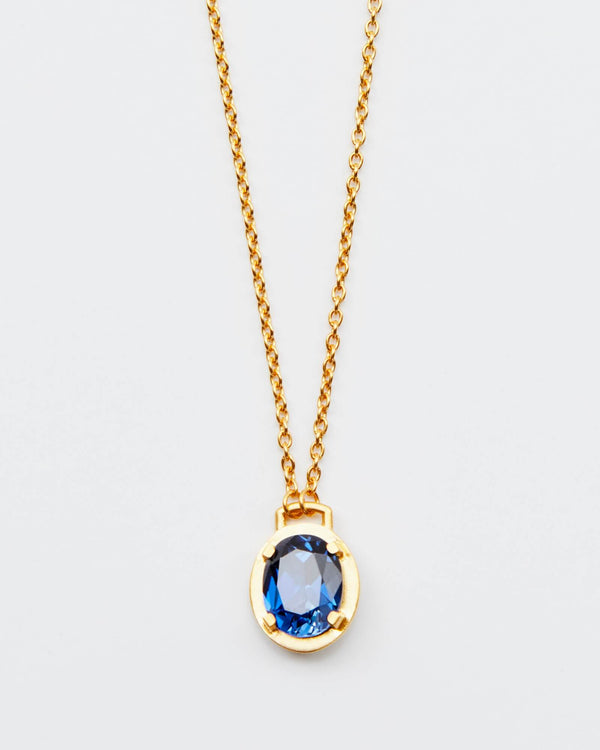 Dear Letterman Necklace 45cm / Blue Sapphire / 24ct Gold Vermeil Amer Sapphire Necklace