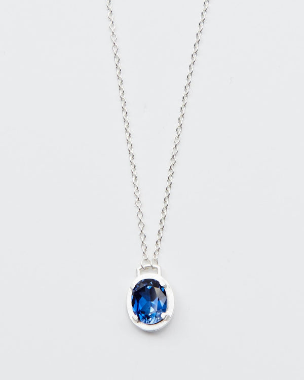 Dear Letterman Necklace 45cm / Blue Sapphire / 925 Sterling Silver Amer Sapphire Necklace