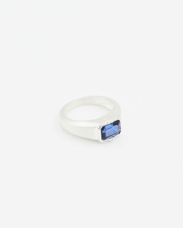 Dear Letterman Rings K ( XS ) / Blue Sapphire / 925 Sterling Silver Fai Sapphire Ring