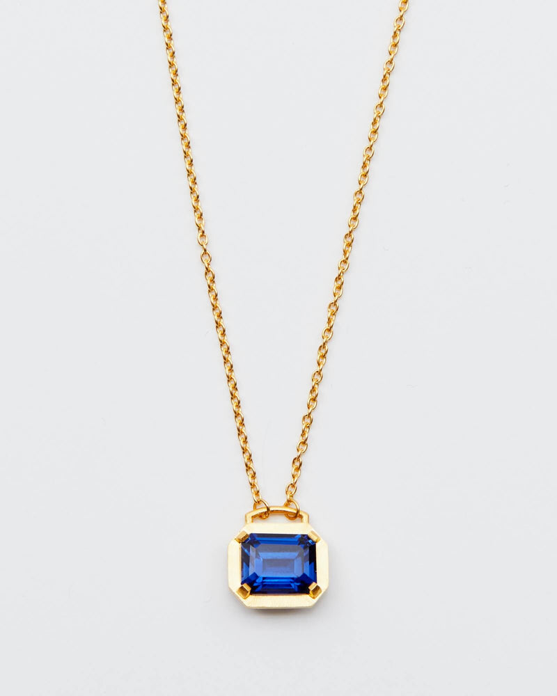Dear Letterman Necklace 45cm / Sapphire Blue / 24ct Gold Vermeil Joud Sapphire Necklace