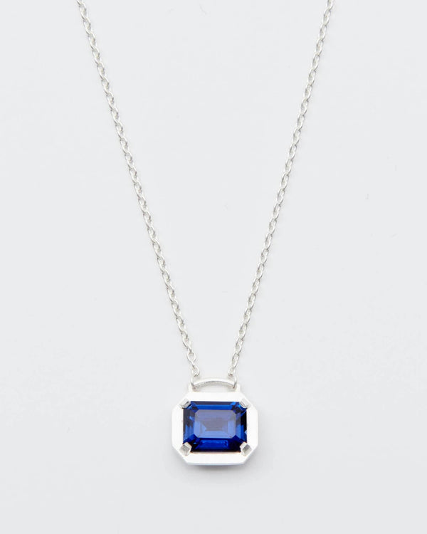 Dear Letterman Necklace 45cm / Sapphire Blue / 925 Sterling Silver Joud Sapphire Necklace